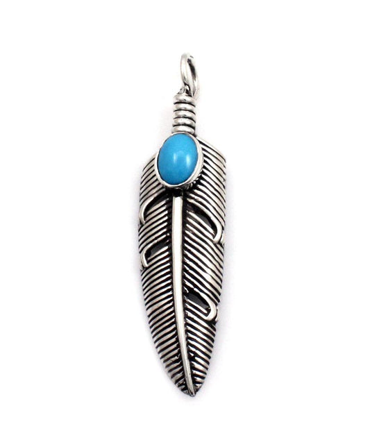 Medium Plume Eagle Feather with Turquoise-Jewelry-Ray Tracey-Sorrel Sky Gallery