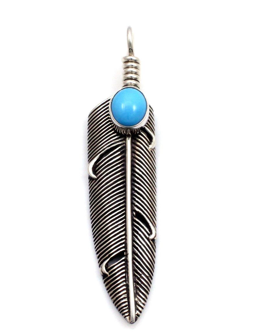 Plume Eagle Feather with Turquoise Pendant-Jewelry-Ray Tracey-Sorrel Sky Gallery
