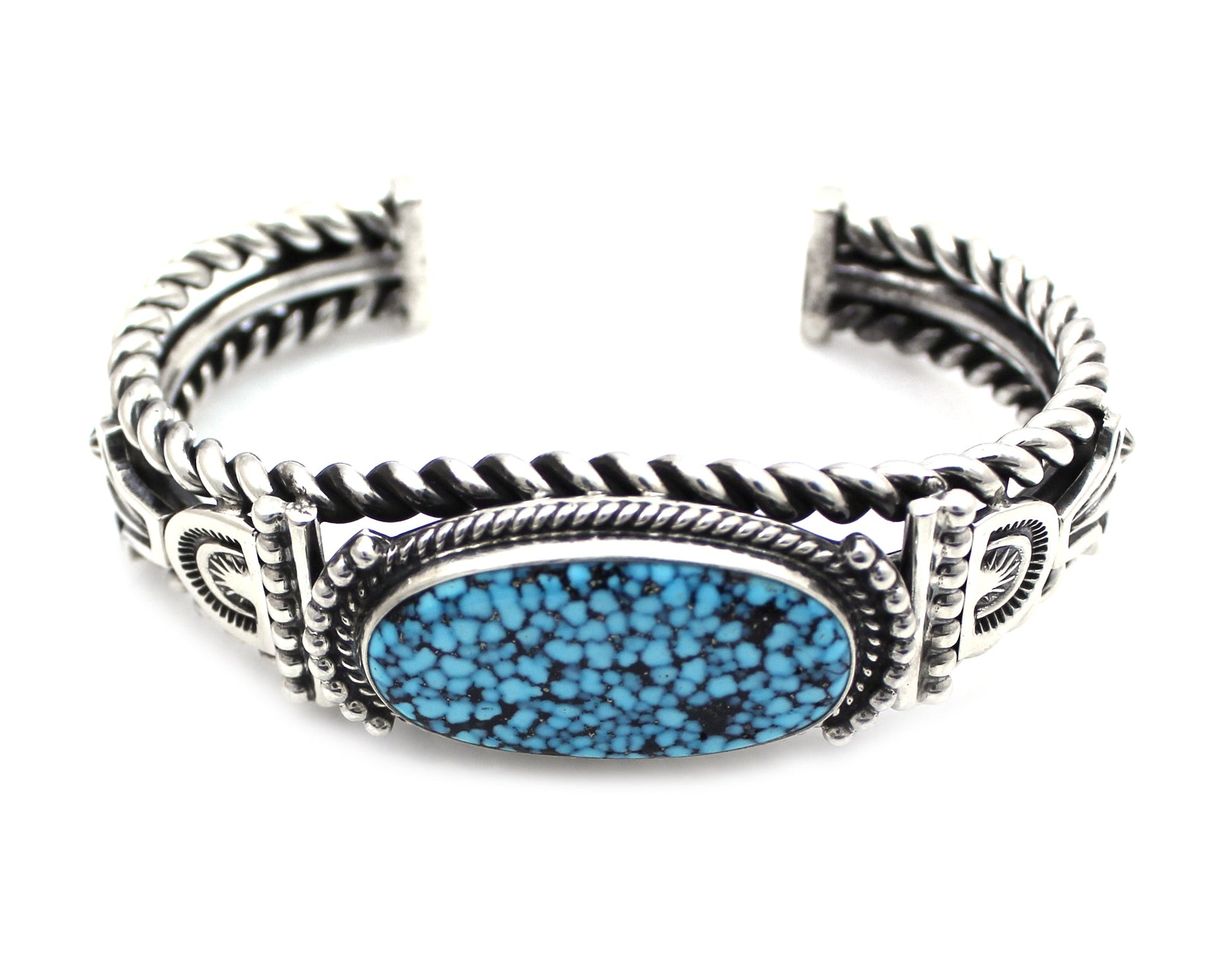 Kingman Bird's Eye Turquoise Old Style Bracelet-jewelry-Ray Tracey-Sorrel Sky Gallery