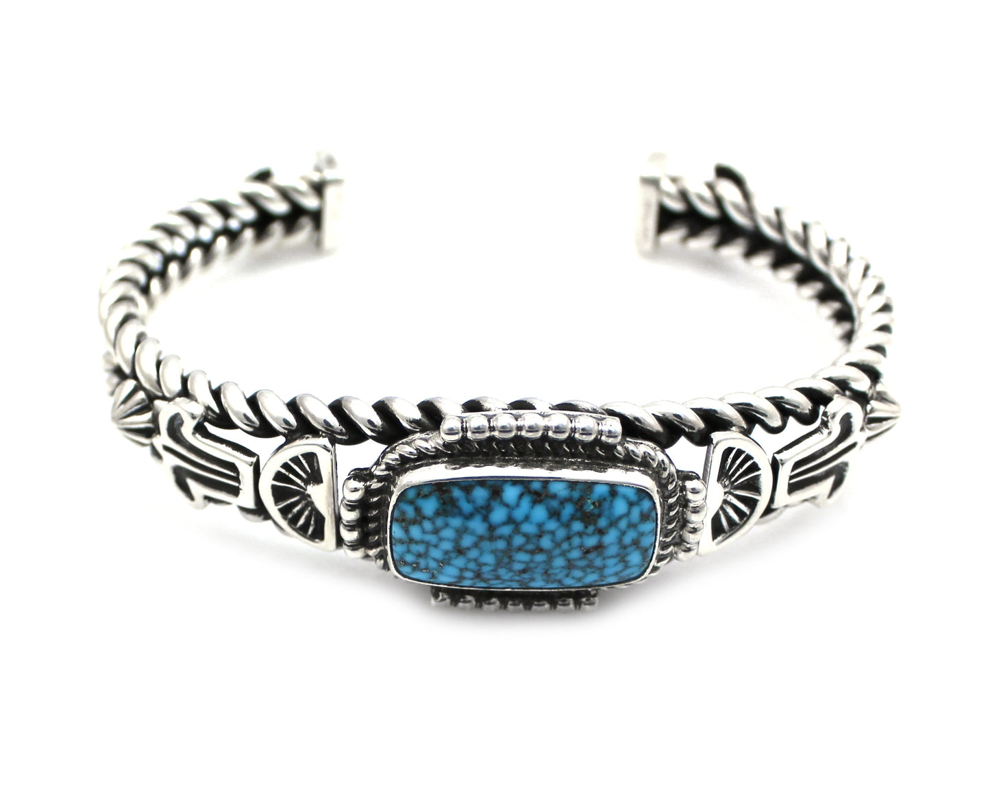Kingman Rectangle Turquoise Old Style Bracelet-jewelry-Ray Tracey-Sorrel Sky Gallery