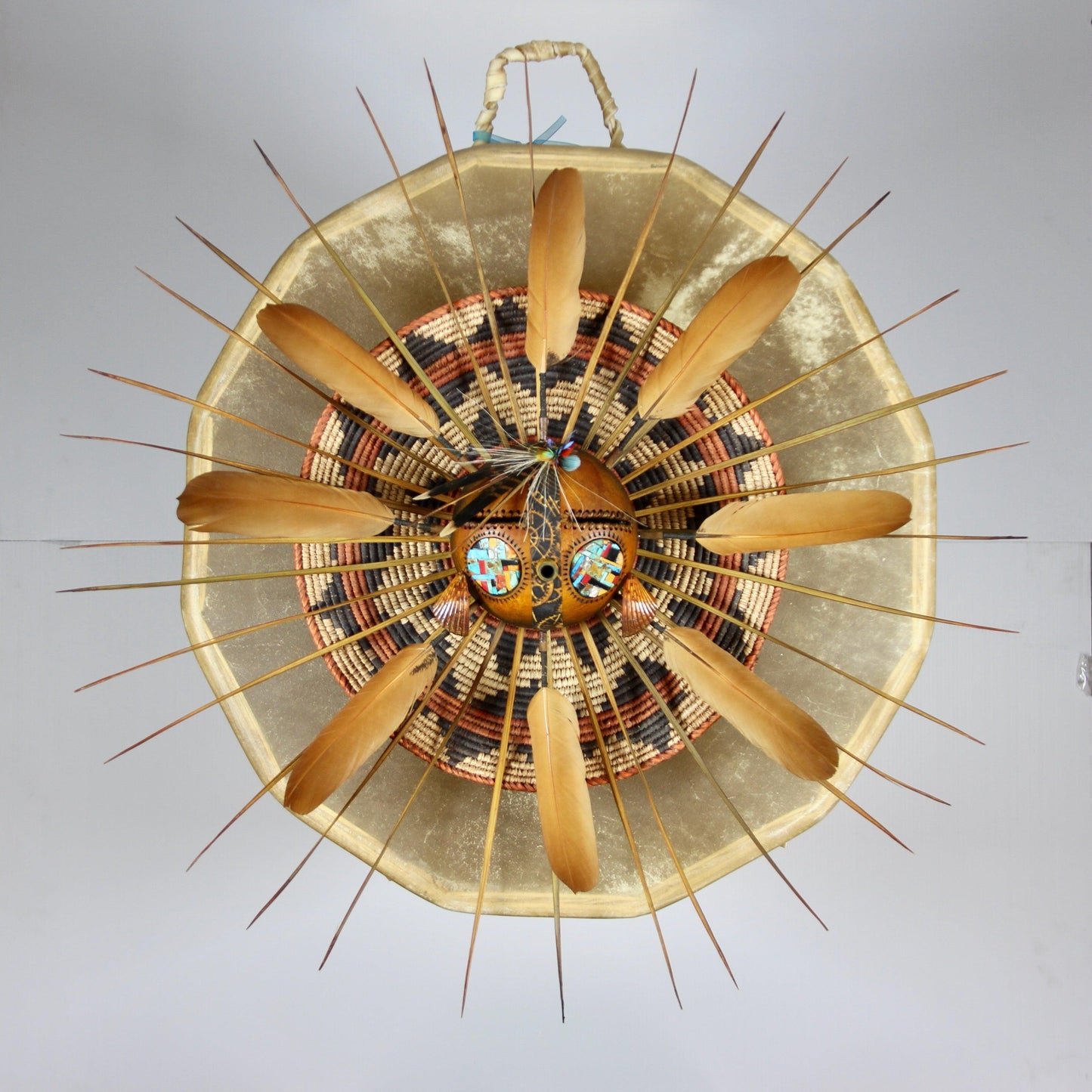 Basket Sun Mask with Inlay Cheeks-Gourd-Robert Rivera-Sorrel Sky Gallery