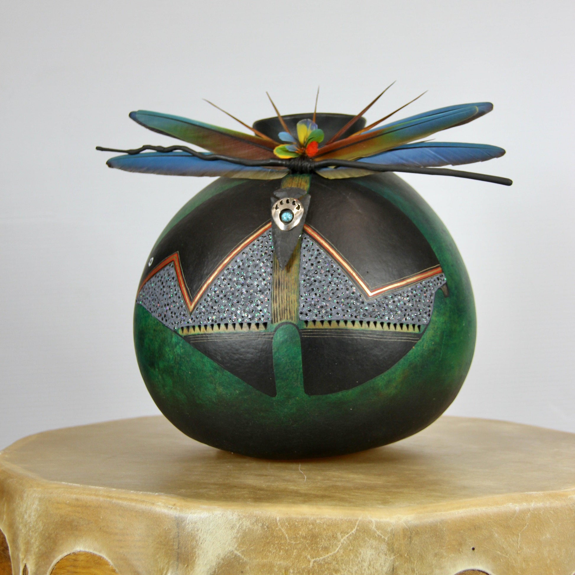 Green Fetish Bear Gourd Bowl-Gourd-Robert Rivera-Sorrel Sky Gallery