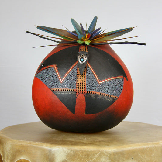 Red Fetish Bear Gourd Bowl-Gourd-Robert Rivera-Sorrel Sky Gallery