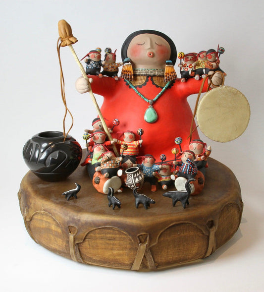 Storyteller on Drum-Gourd-Robert Rivera-Sorrel Sky Gallery