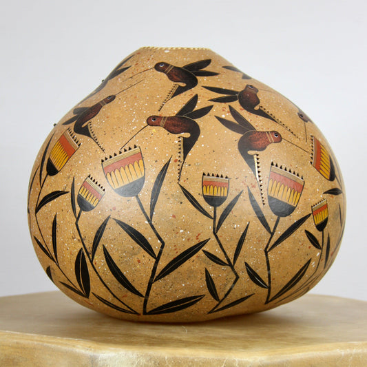 Tan Hummingbird Bowl-Gourd-Robert Rivera-Sorrel Sky Gallery