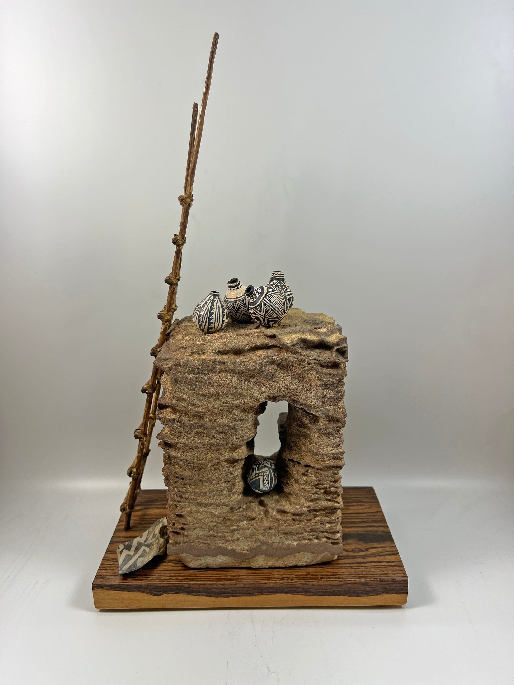 Small Anazi Painted Gourd Mini Pot on Sandstone Ruin-Jewelry-Robert Rivera-Sorrel Sky Gallery