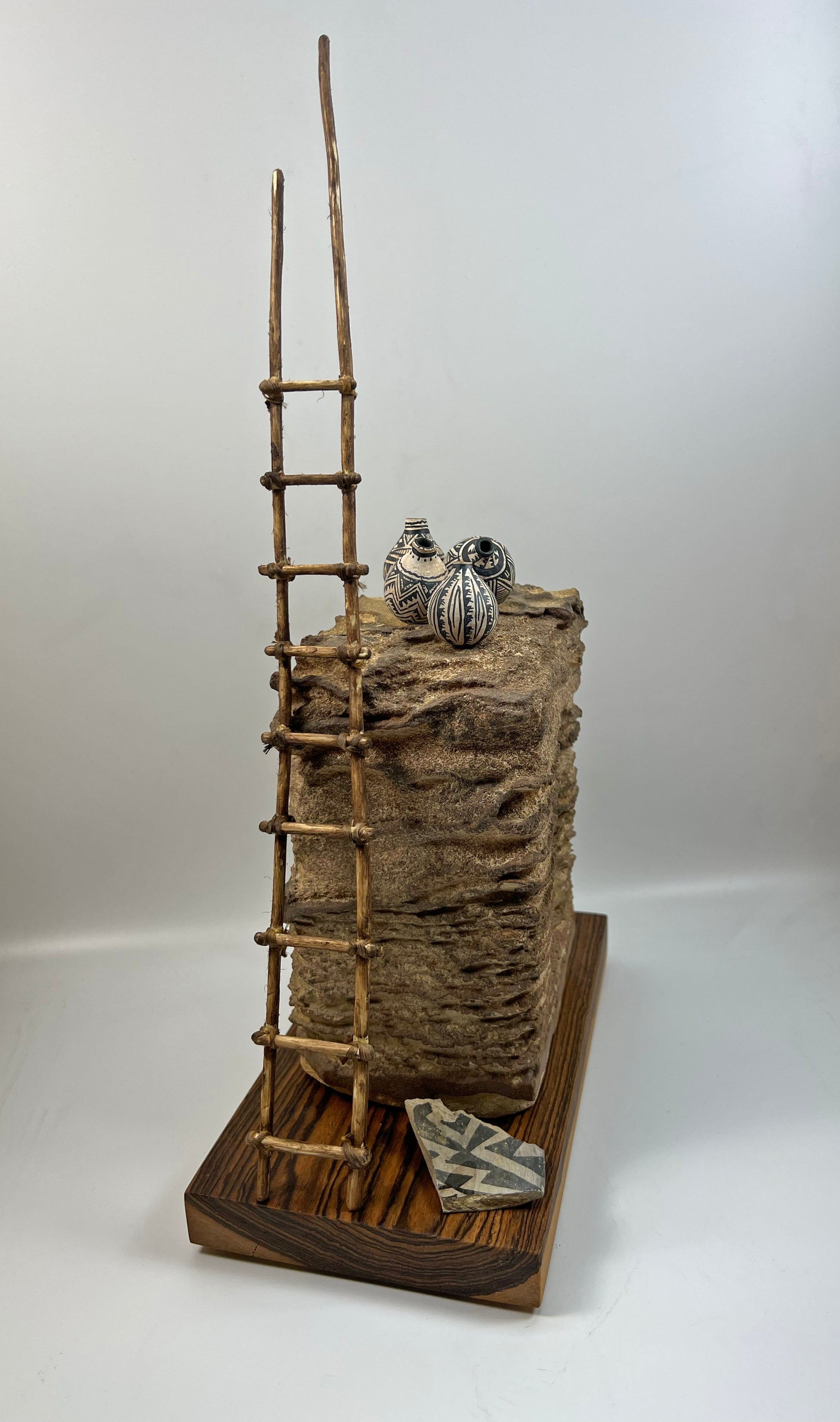 Small Anazi Painted Gourd Mini Pot on Sandstone Ruin-Jewelry-Robert Rivera-Sorrel Sky Gallery
