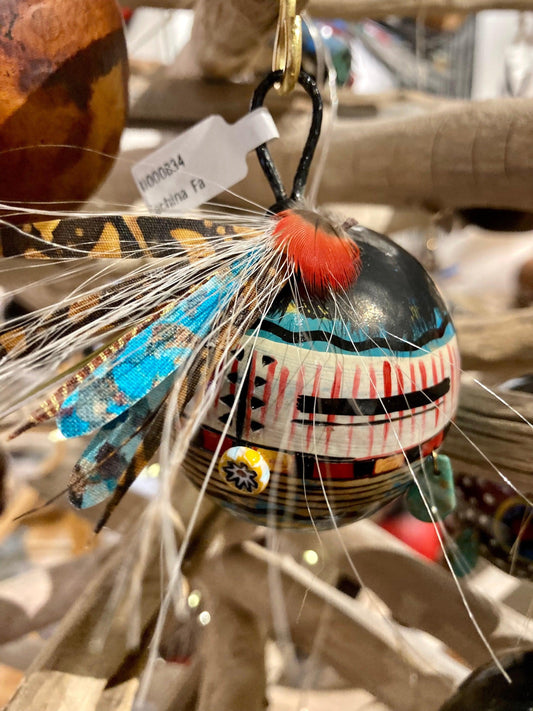 Kachina Face Ornament with Feathers-Robert Rivera-Sorrel Sky Gallery