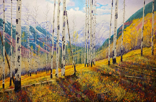 Early Snow At Maroon Bells-Painting-Roberto Ugalde-Sorrel Sky Gallery