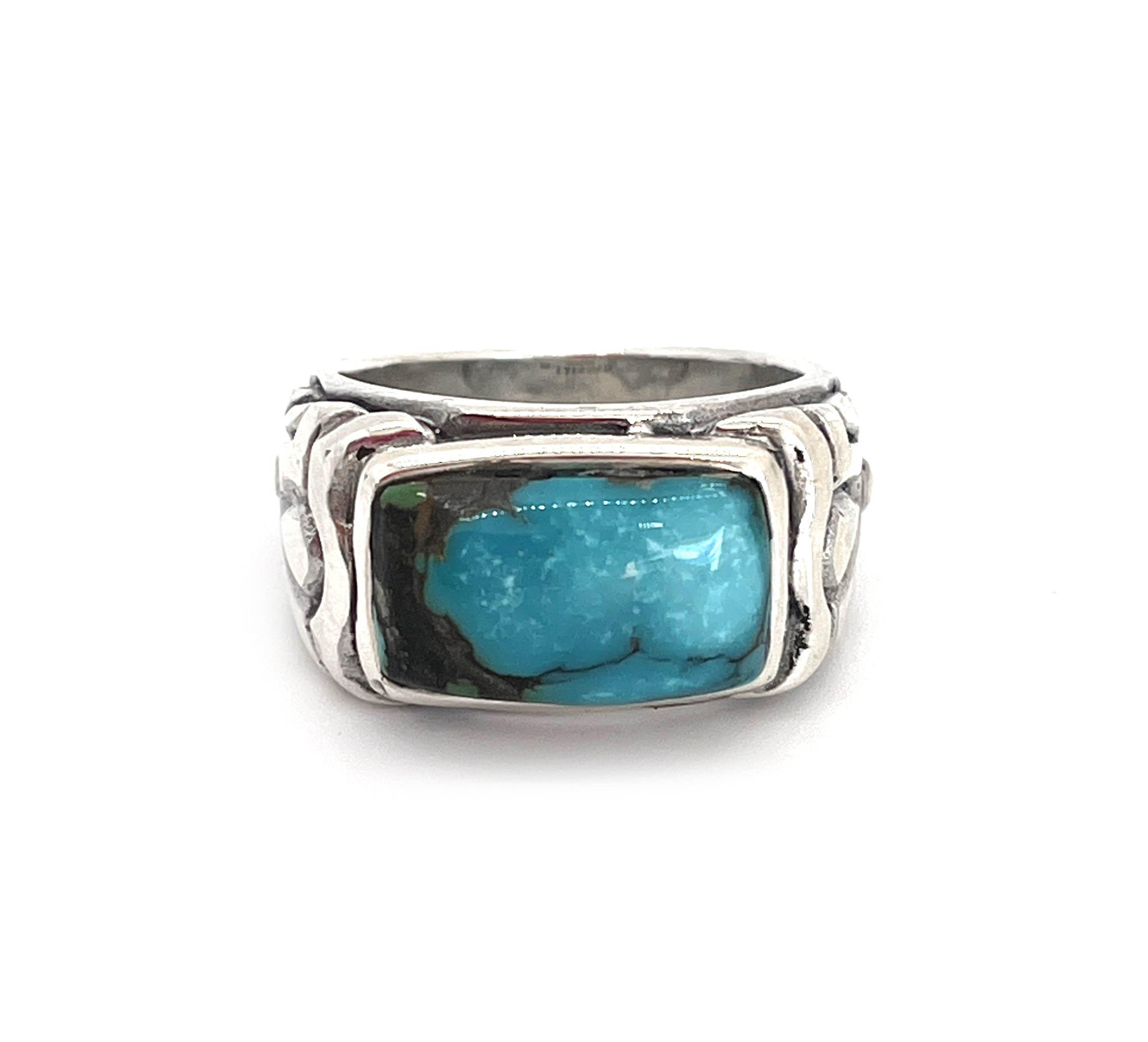 Chic Blue Rectangular Stone Ring – Ciunofor