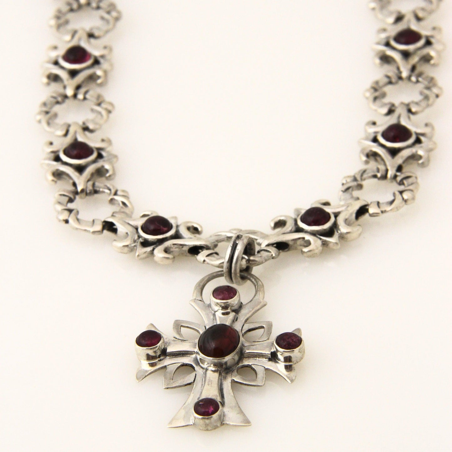 Tourmaline Purple Necklace with Cross-Jewelry-Shreve Saville-Sorrel Sky Gallery