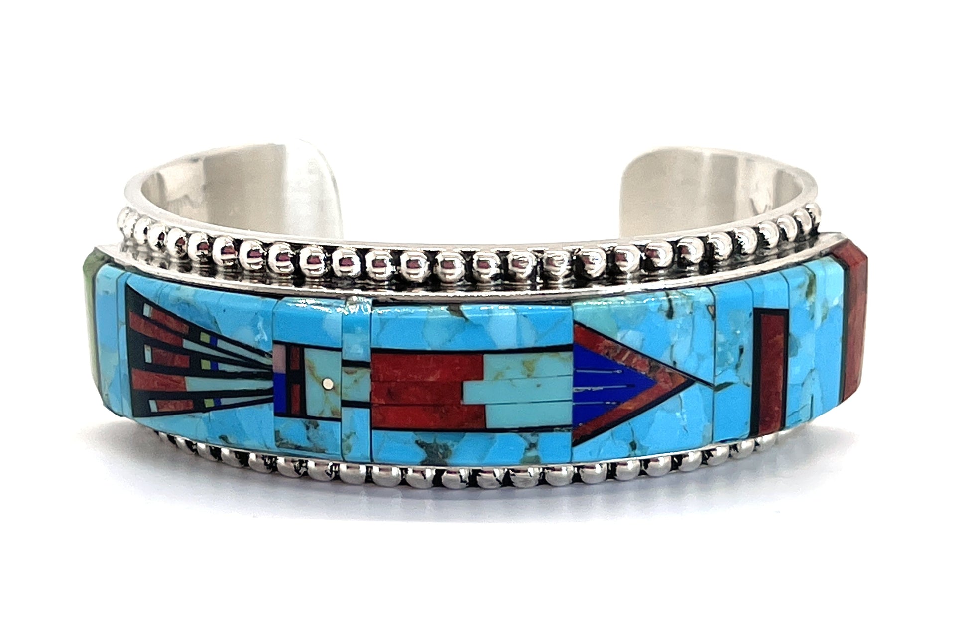 Turquoise Background Arrow Cuff-Jewelry-Sylvana Apache-Sorrel Sky Gallery