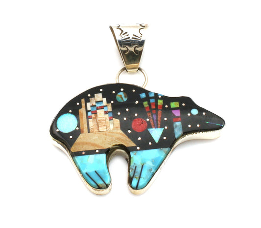 Inlaid Bear Pendant-jewelry-Sylvana Apache-Sorrel Sky Gallery