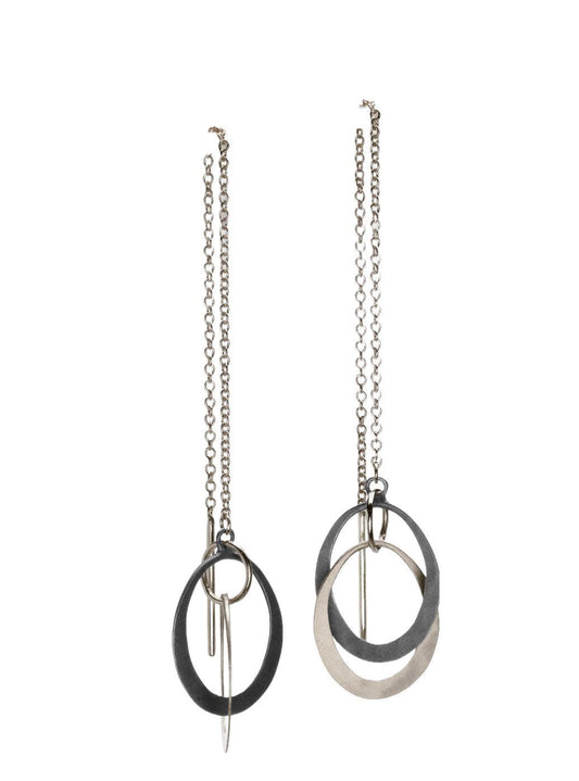 Petite Oval Threader Earrings-Jewelry-Toby Pomeroy-Sorrel Sky Gallery