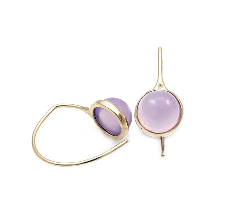 Purple Calcedony Comet Earhuggers Earrings-Jewelry-Toby Pomeroy-Sorrel Sky Gallery