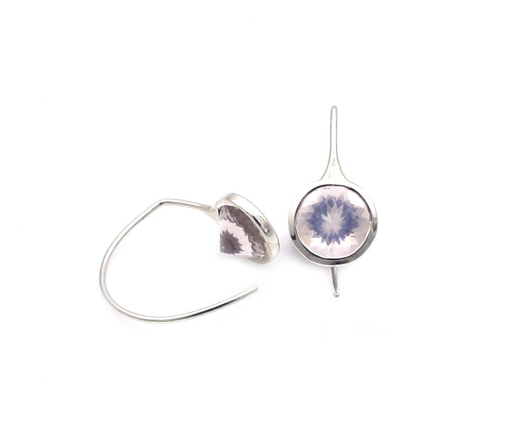Rose Quartz Comet Earhuggers Earrings-Jewelry-Toby Pomeroy-Sorrel Sky Gallery
