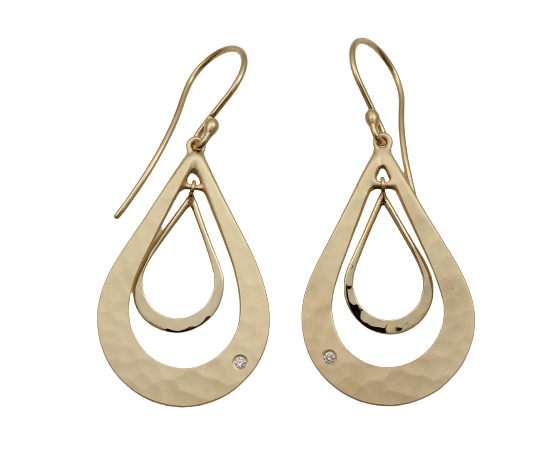 Tear Drop Gold Earrings-jewelry-Toby Pomeroy-Sorrel Sky Gallery