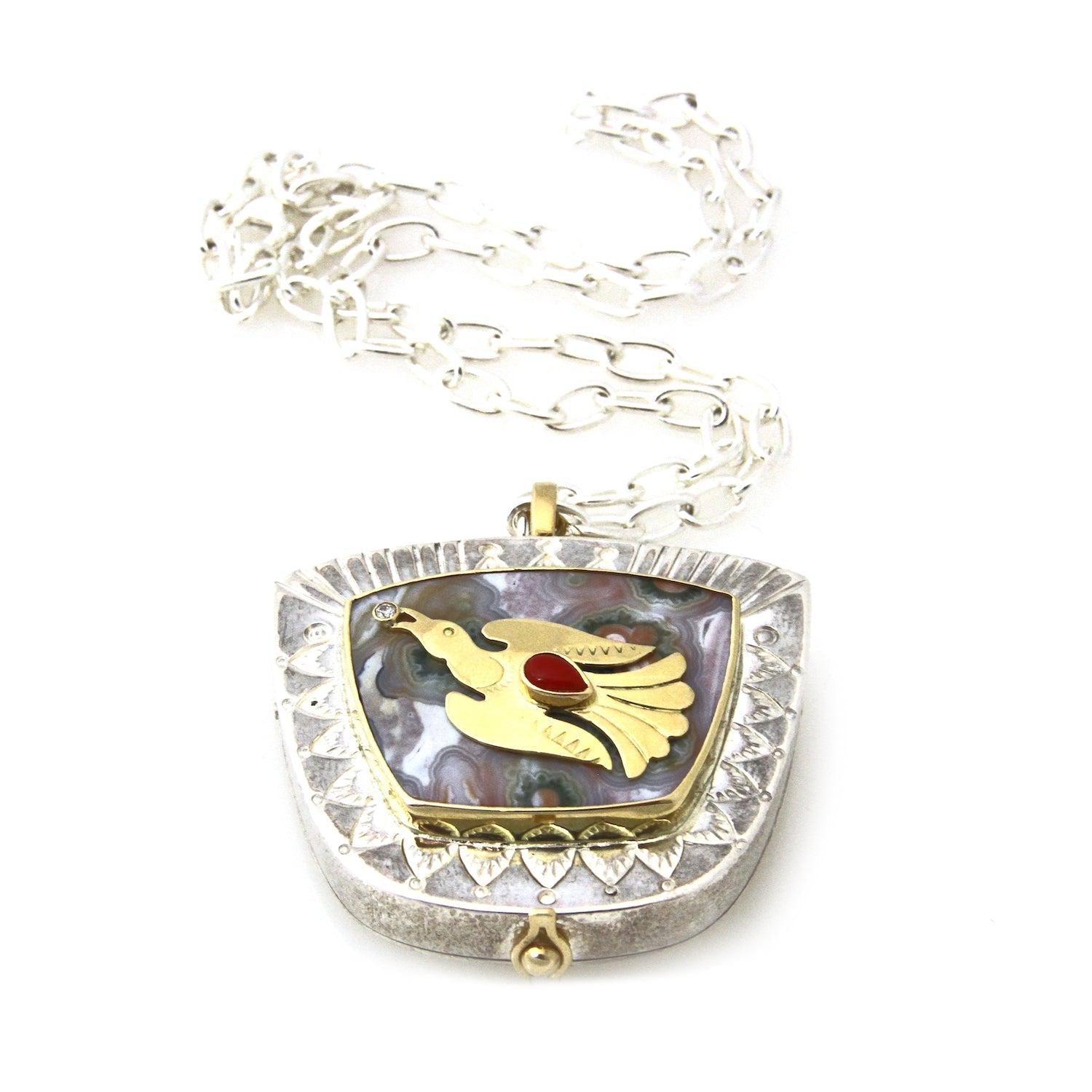 Locket with Water Bird Necklace-Jewelry-Victoria Adams-Sorrel Sky Gallery