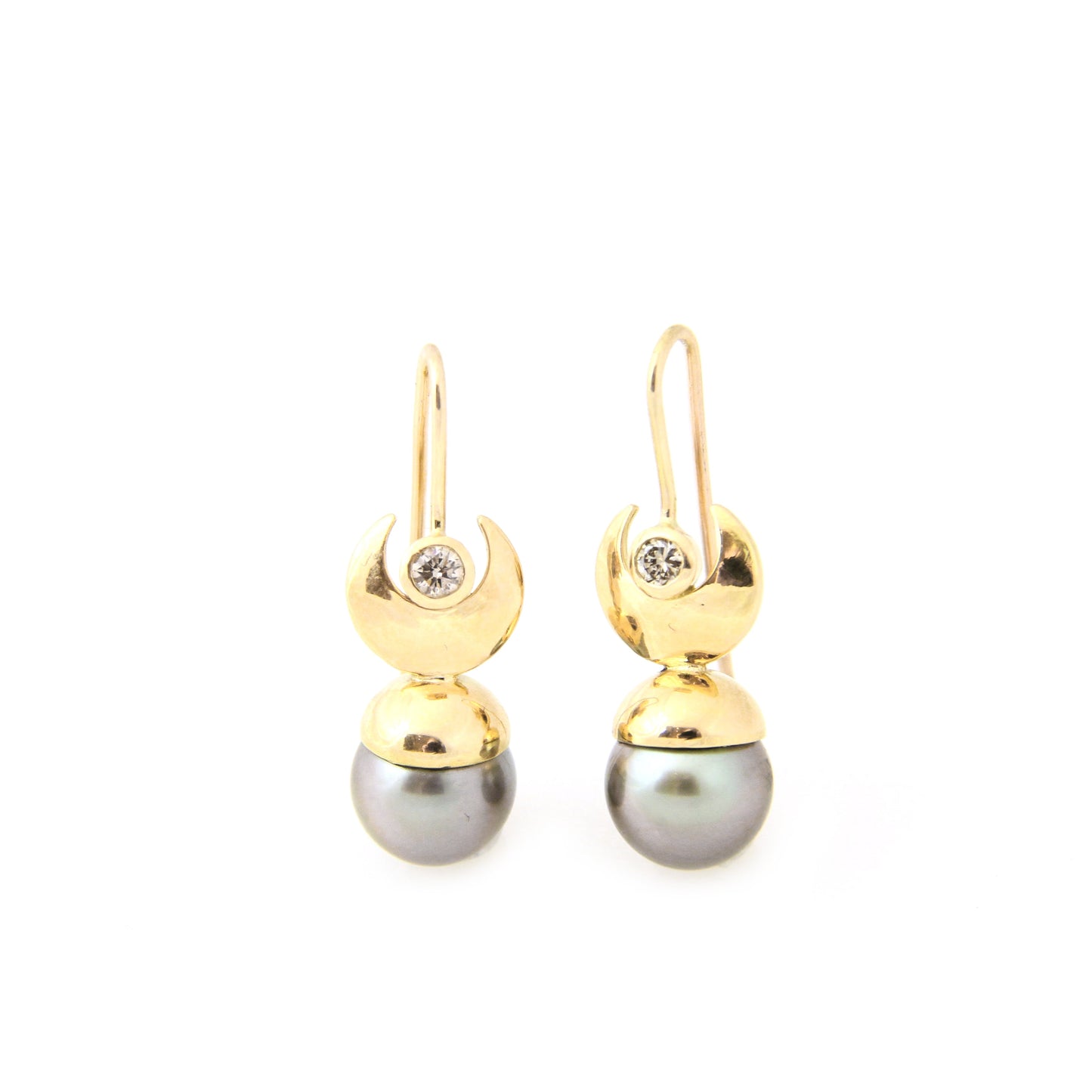 Tahitian Pearl and New Moon Earrings-Jewelry-Victoria Adams-Sorrel Sky Gallery