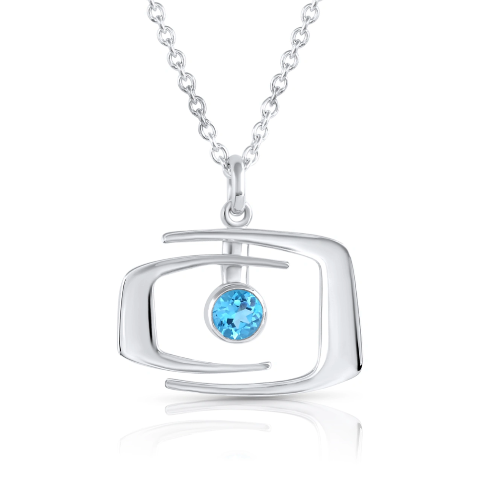 Blue Topaz Modern Drop Pendant Necklace-Jewelry-Zina Sterling-Sorrel Sky Gallery