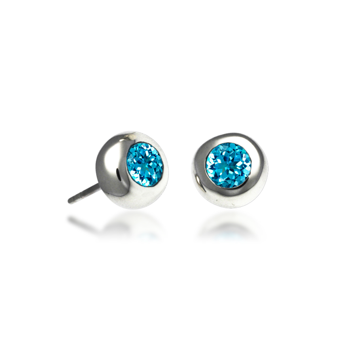 Blue Topaz Smooth Stud Earrings-Jewelry-Zina Sterling-Sorrel Sky Gallery