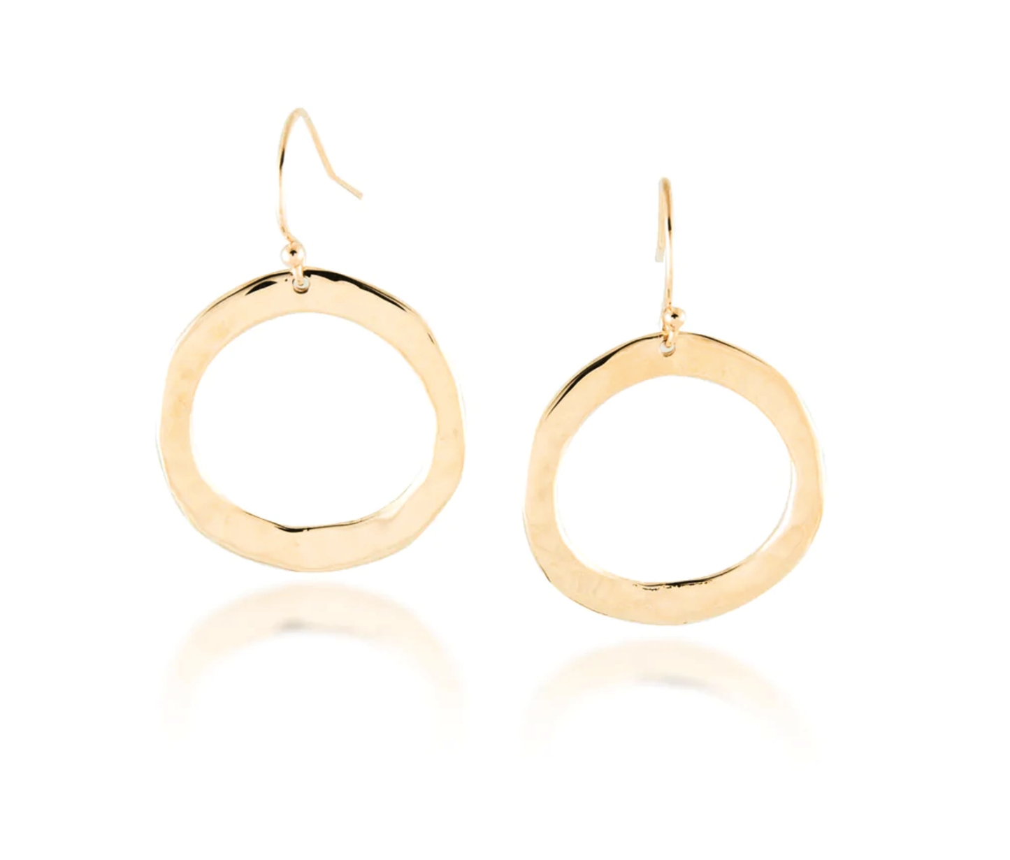 Gold Hammered Ring Drop Earrings