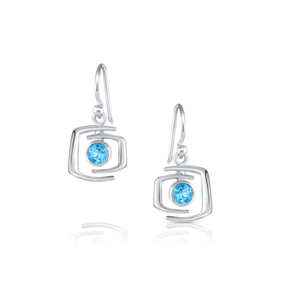 Modern Blue Topaz Drop Earrings-Jewelry-Zina Sterling-Sorrel Sky Gallery
