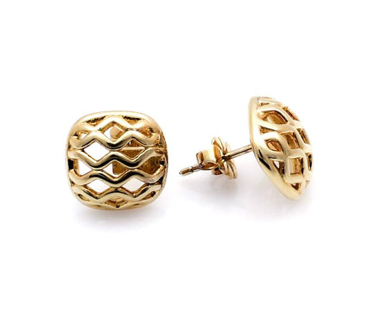 Gold Square Trellis Stud Earrings-jewelry-Zina Sterling-Sorrel Sky Gallery