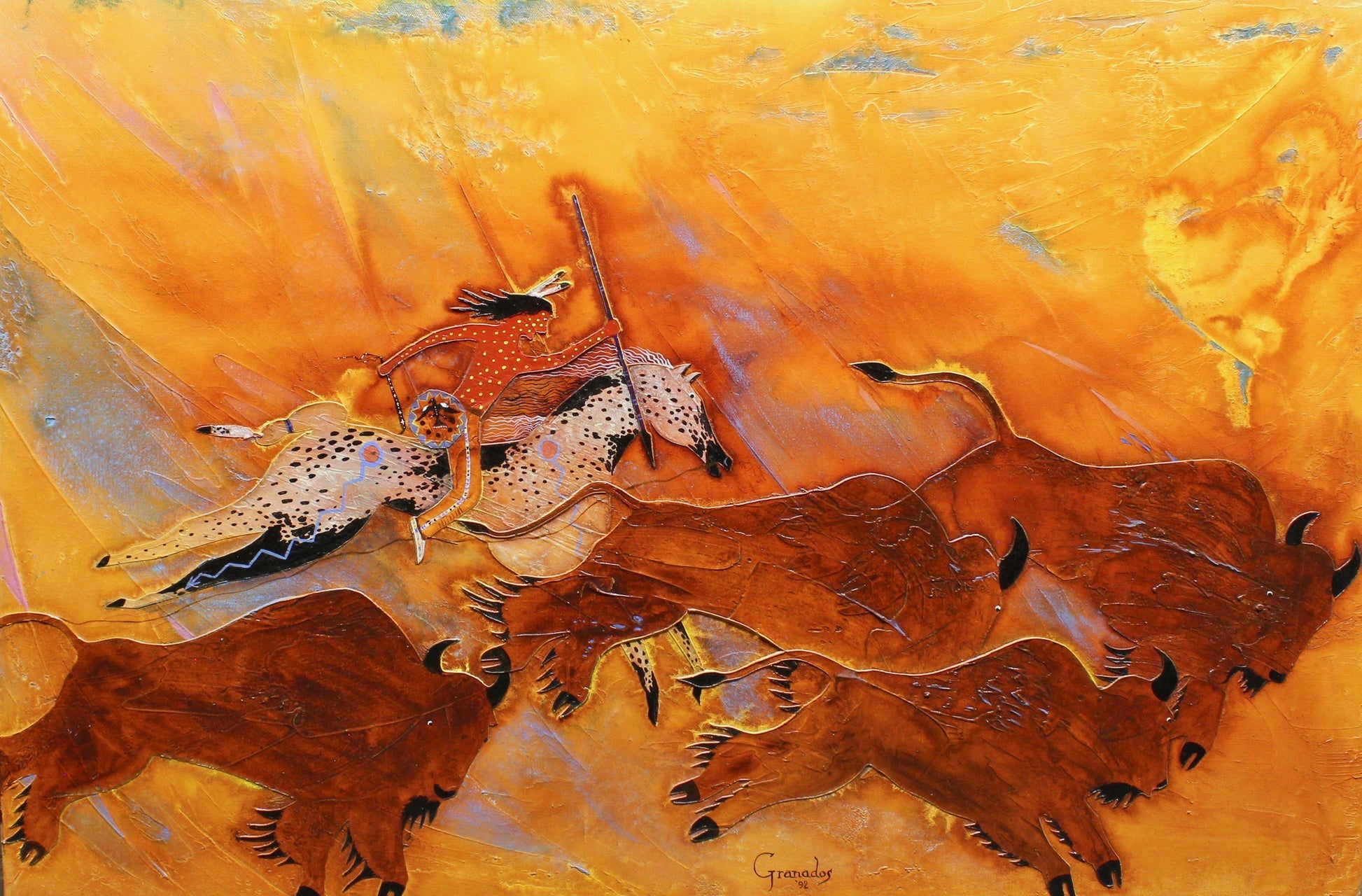 Aline Randle-Sorrel Sky Gallery-Painting-Buffalo Hunt #145