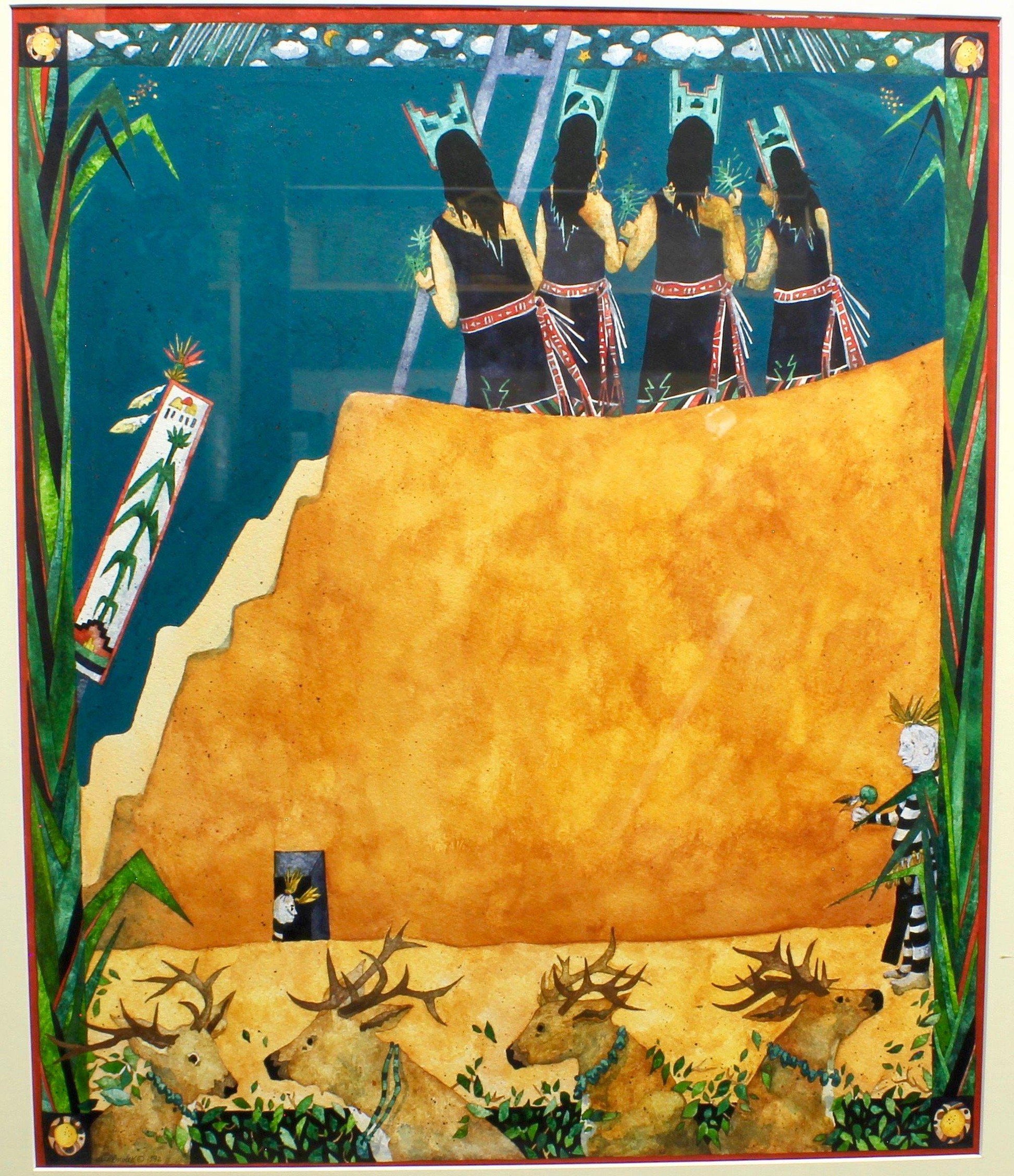 Aline Randle-Sorrel Sky Gallery-Painting-Corn Dance at Santo Domingo