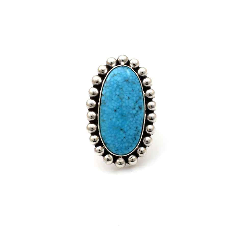 Sterling silver ring with Kingman turquoise by Artie Yellowhorse
