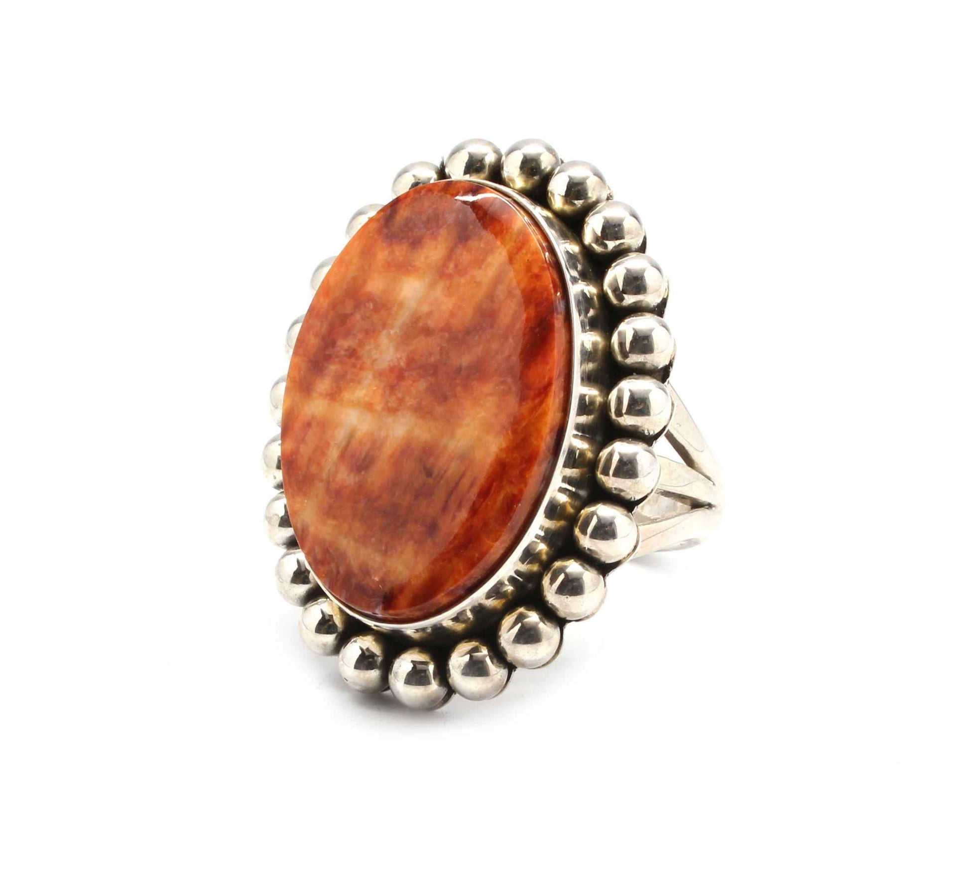 Artie Yellowhorse-Orange Spiny Oyster Ring-Sorrel Sky Gallery-Jewelry
