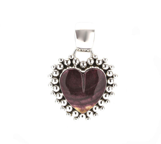Artie Yellowhorse-Purple Spiny Oyster Heart Pendant-Sorrel Sky Gallery-Jewelry