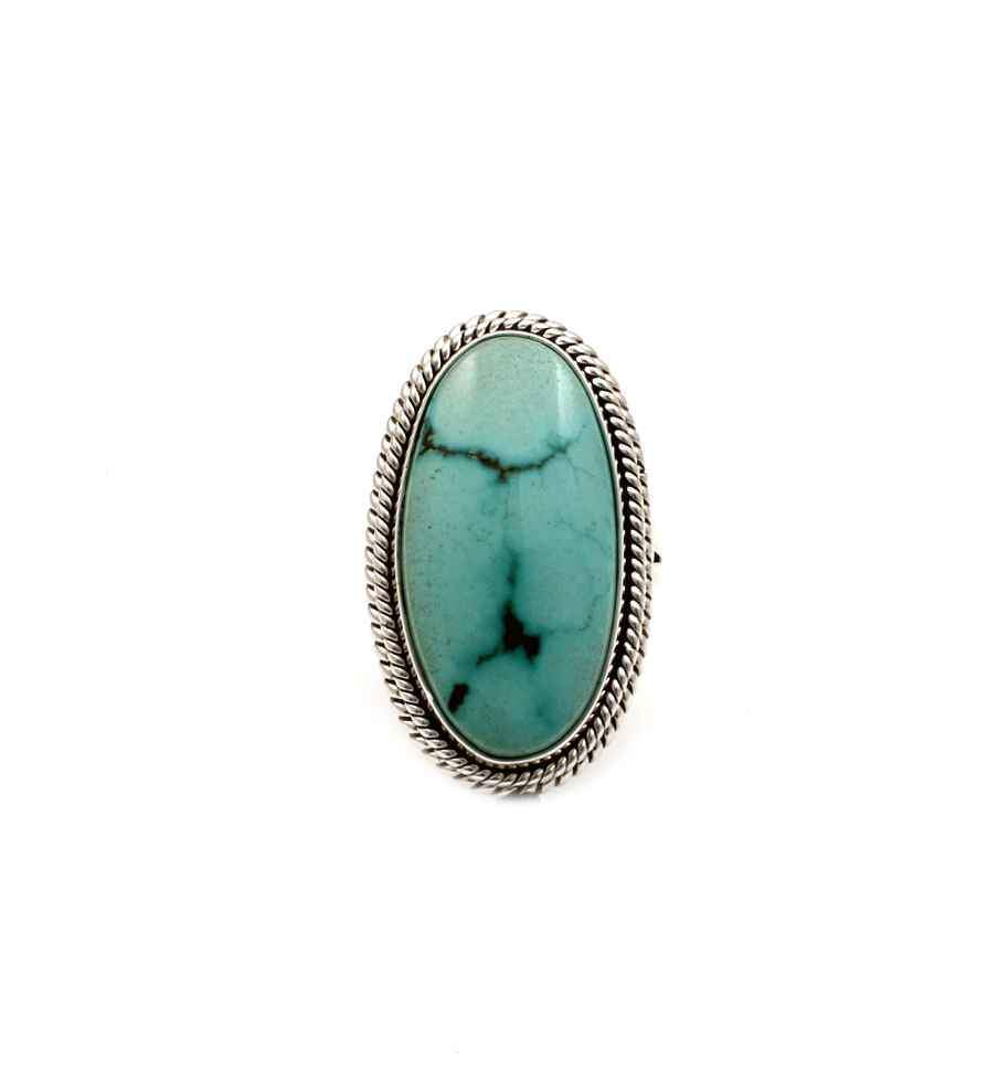 Sterling silver ring with Royston turquoise by Artie Yellowhorse