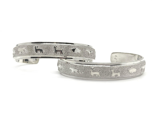 All Metal Narrow Multi Animal Cuff Bracelet
