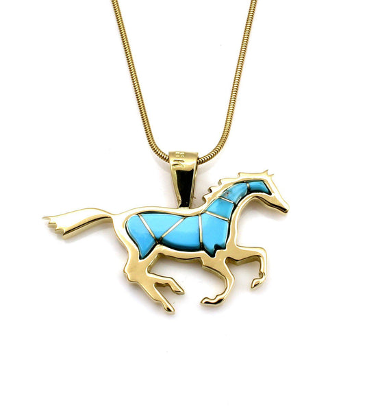 Gold Running Horse Pendant-Jewelry-Ben Nighthorse-Sorrel Sky Gallery