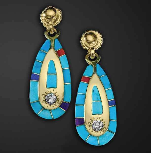 Ben Nighthorse-Golden Tracks Earrings-Sorrel Sky Gallery-Jewelry