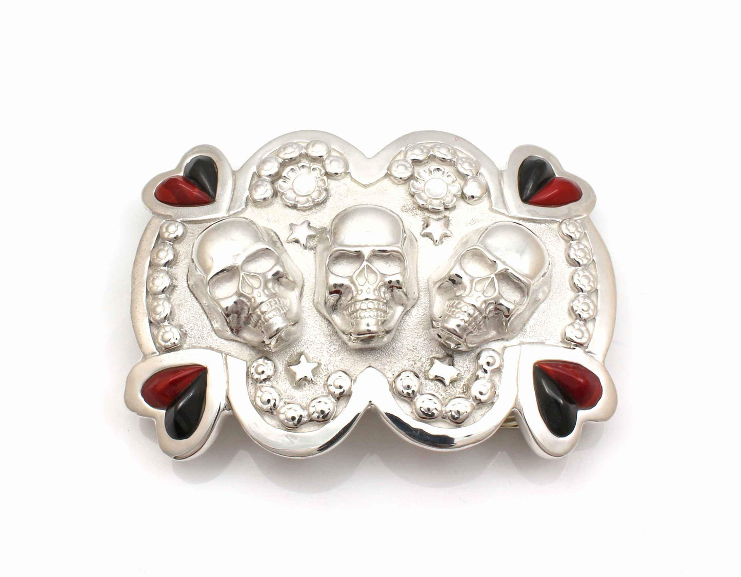 Heart and Skulls Belt Buckle-Jewelry-Ben Nighthorse-Sorrel Sky Gallery