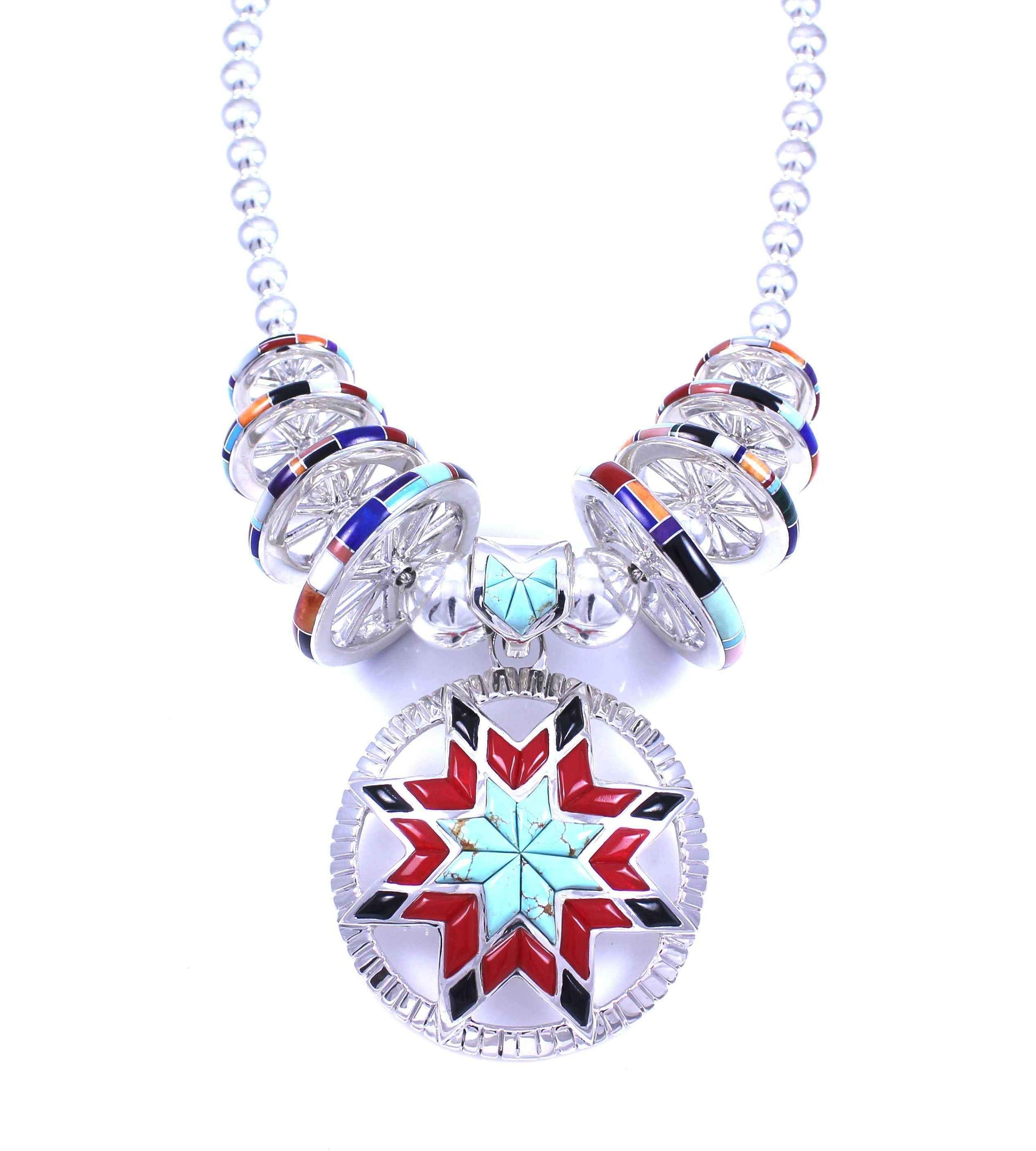 Ben Nighthorse-Lakota Sioux Star Wheels Necklace-Sorrel Sky Gallery-Jewelry
