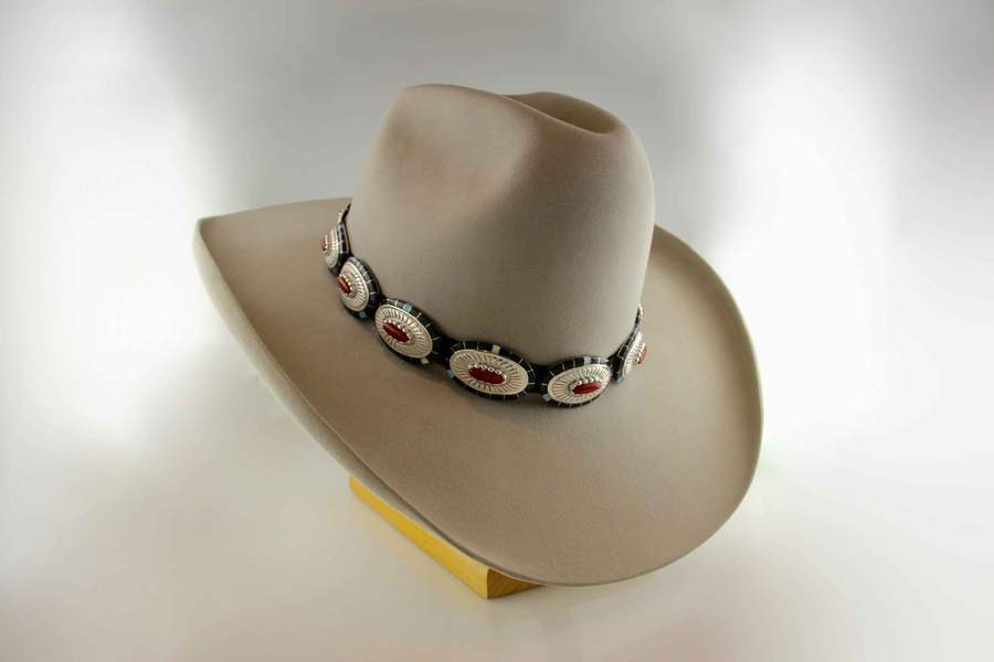 Ben Nighthorse-Oval with Side Inlay/Center Stone Hatband-Sorrel Sky Gallery-Jewelry