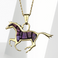 18K gold horse pendant with sugilite inlay