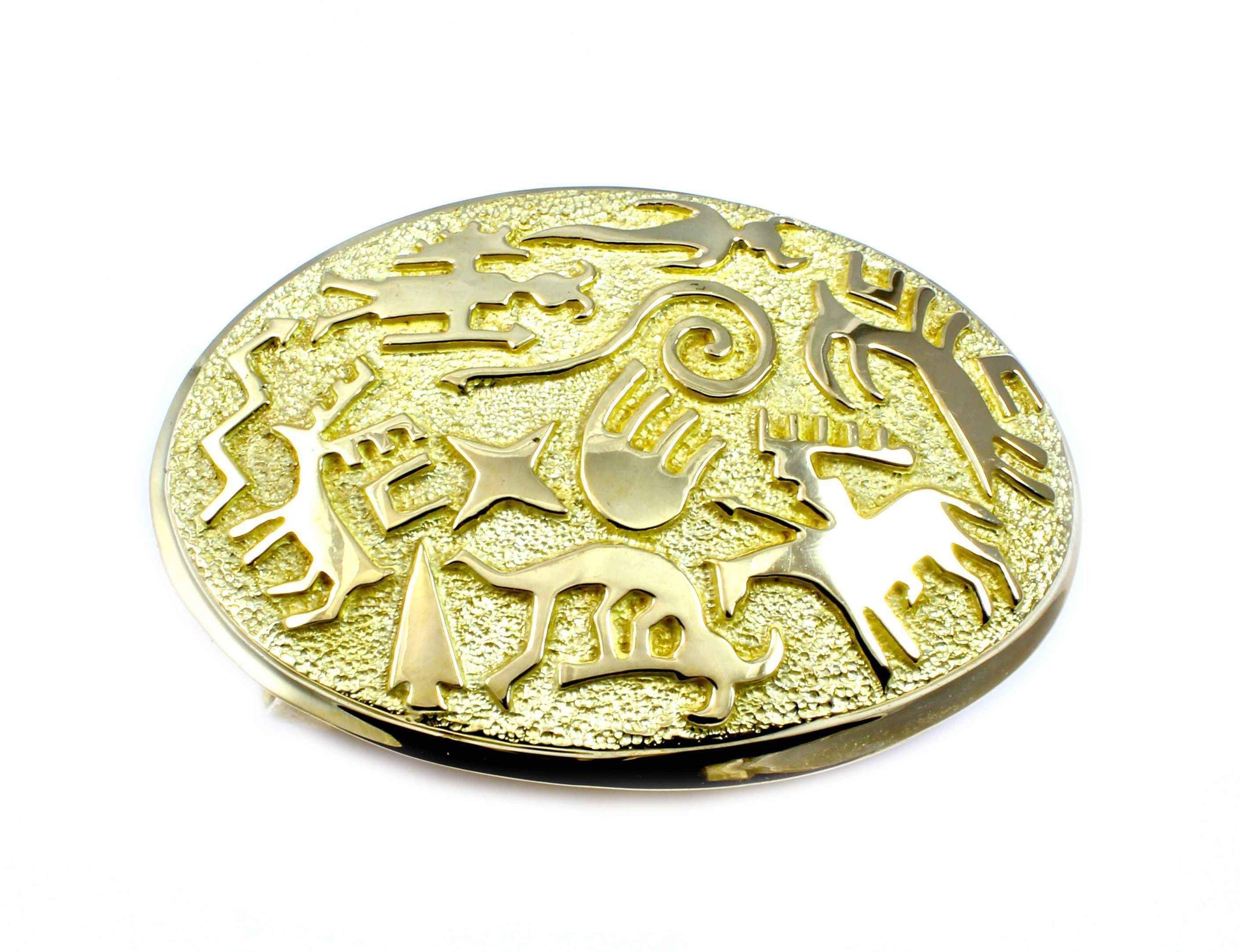 Ben Nighthorse-Rock Art Oval Gold Buckle-Sorrel Sky Gallery-Jewelry