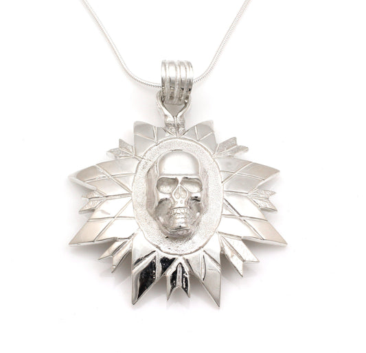 Skull Feathers And Spears Pendant-Jewelry-Ben Nighthorse-Sorrel Sky Gallery