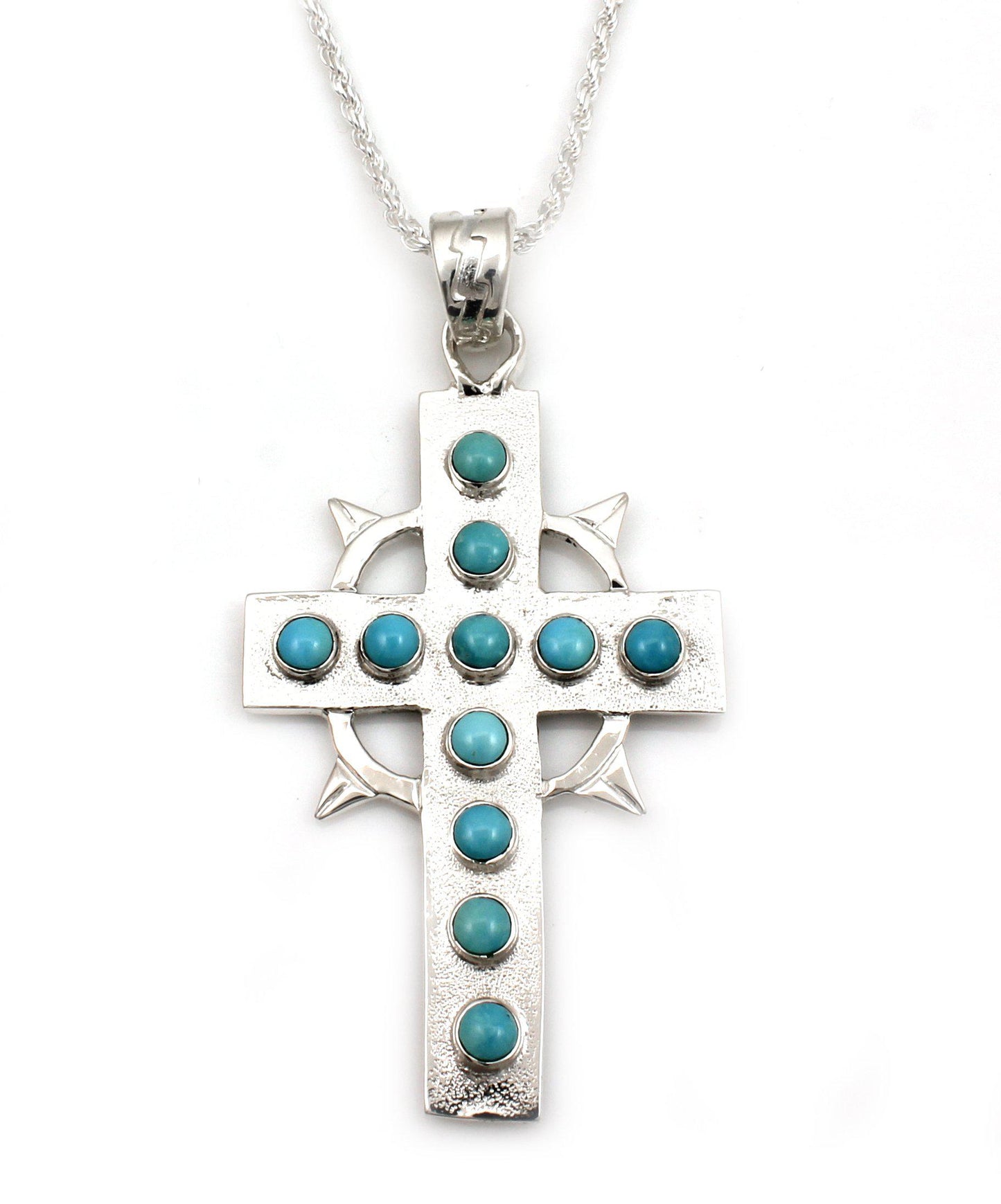Spikes and Circle Cross Pendant-Jewelry-Ben Nighthorse-Sorrel Sky Gallery