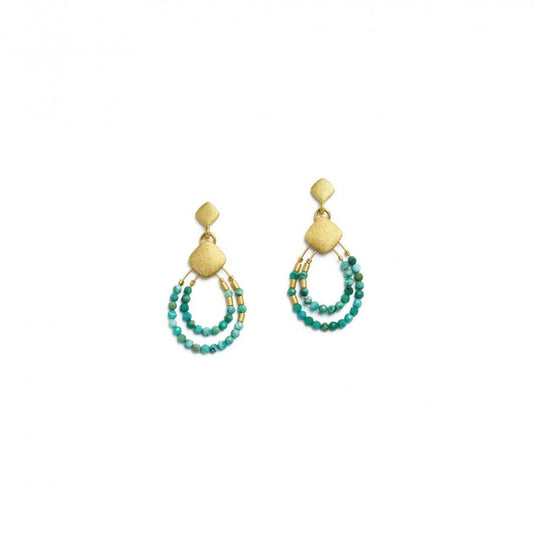 Gold-Plated Climini Turquoise Earrings-Jewelry-Bernd Wolf