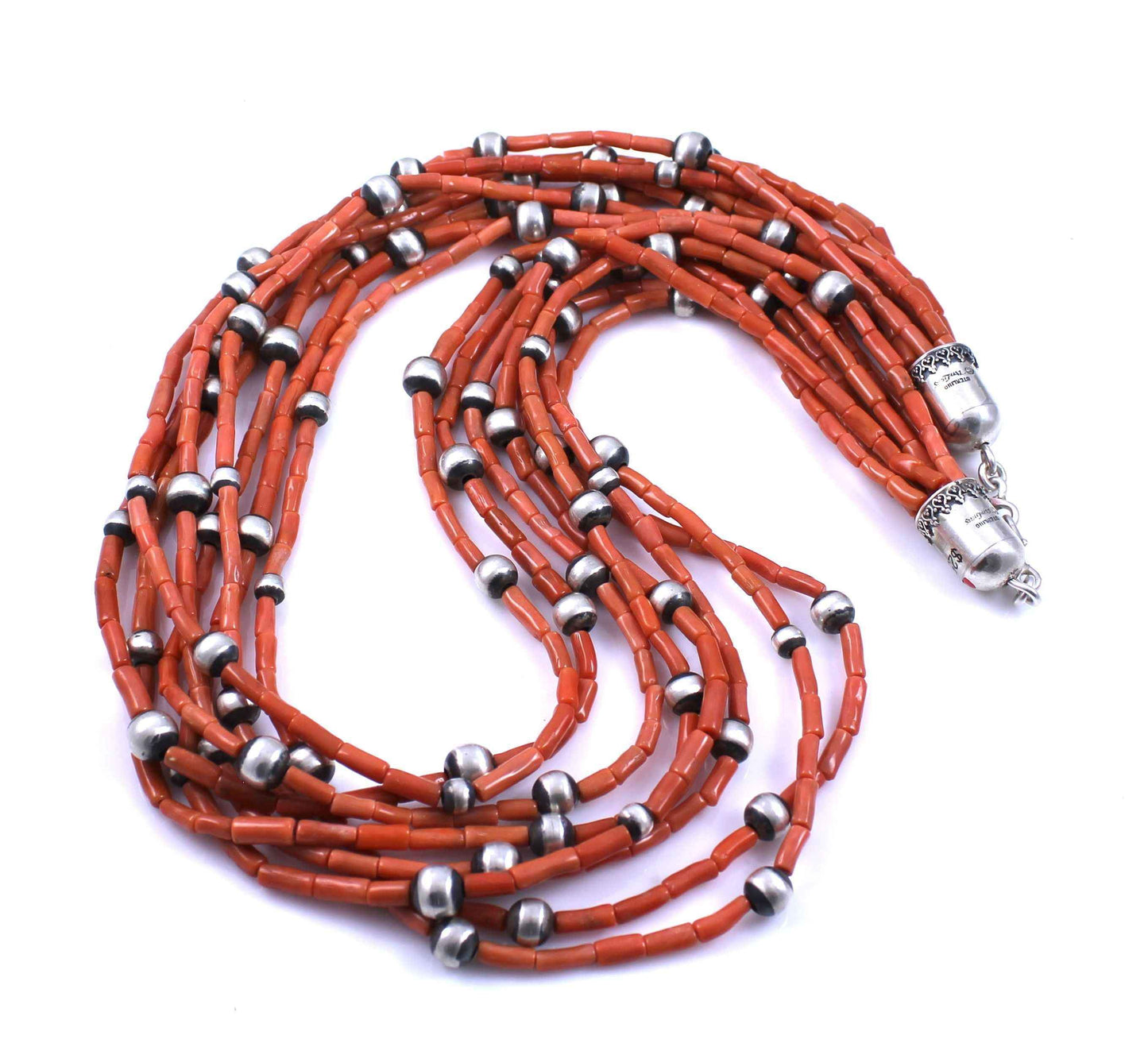 8 Strand Coral Necklace-Don Lucas-Sorrel Sky Gallery-Jewelry