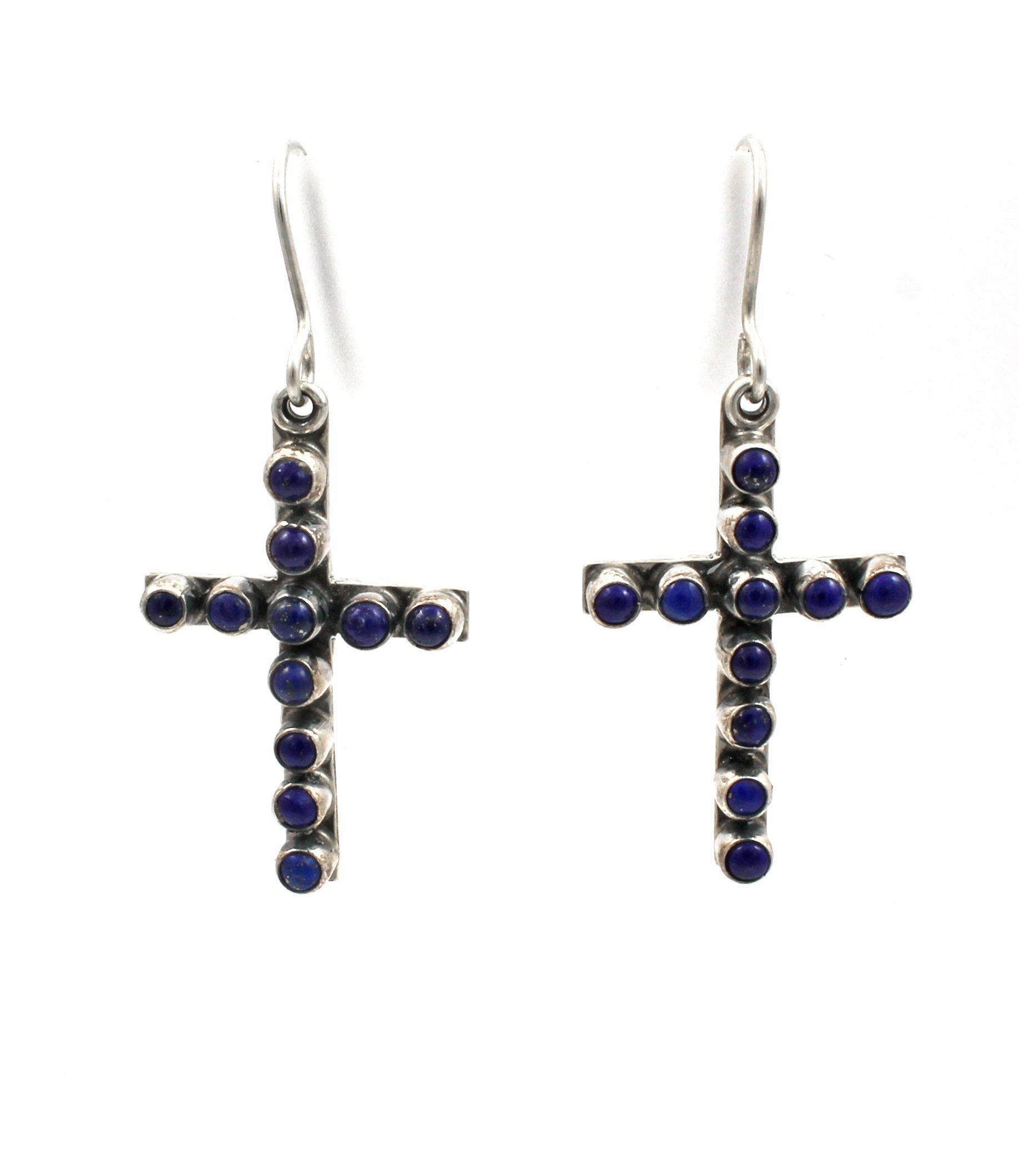 Lapis Cross Earrings-Jewelry-Don Lucas-Sorrel Sky Gallery