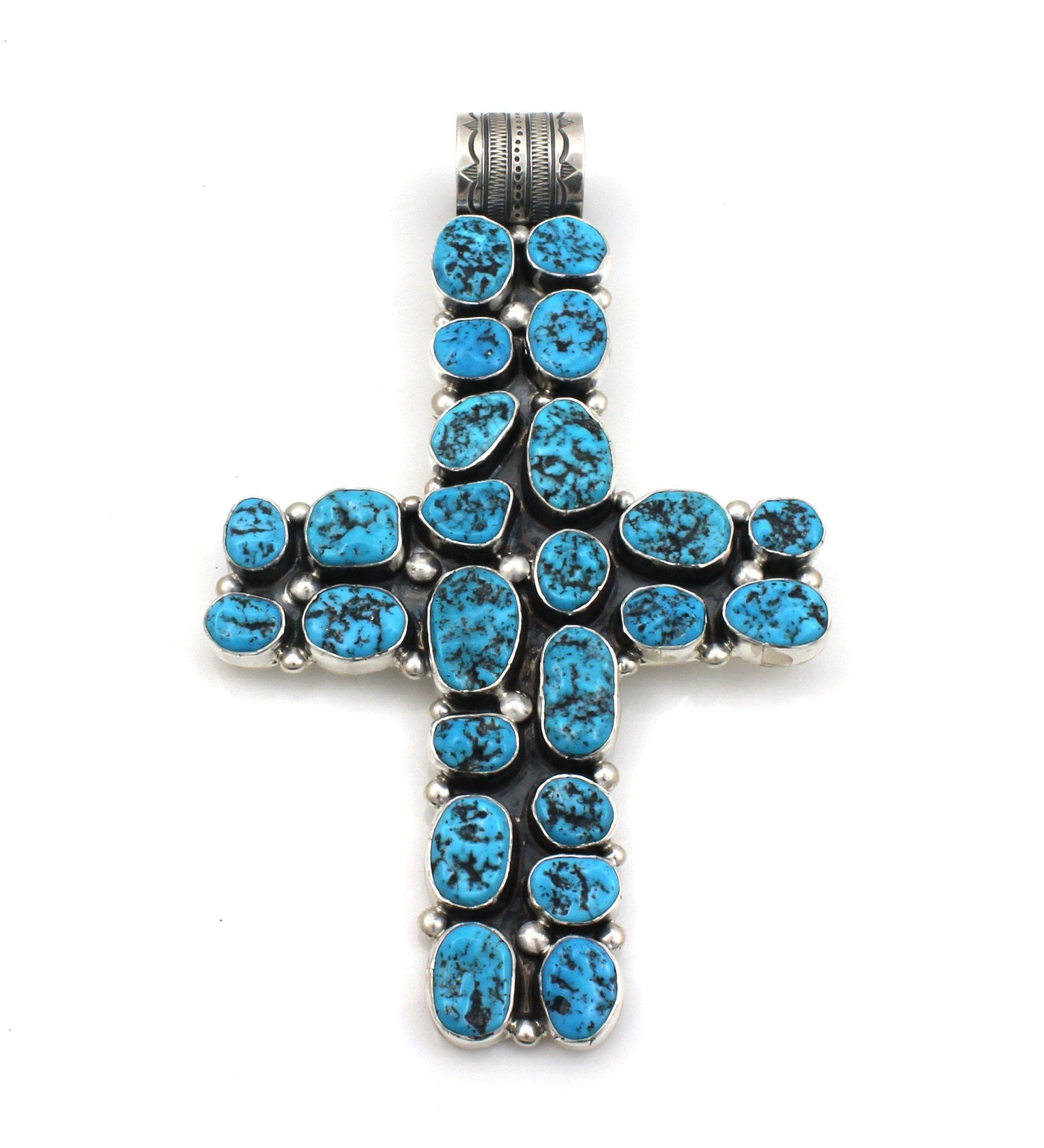Large Turquoise Cross Pendant-Jewelry-Don Lucas-Sorrel Sky Gallery