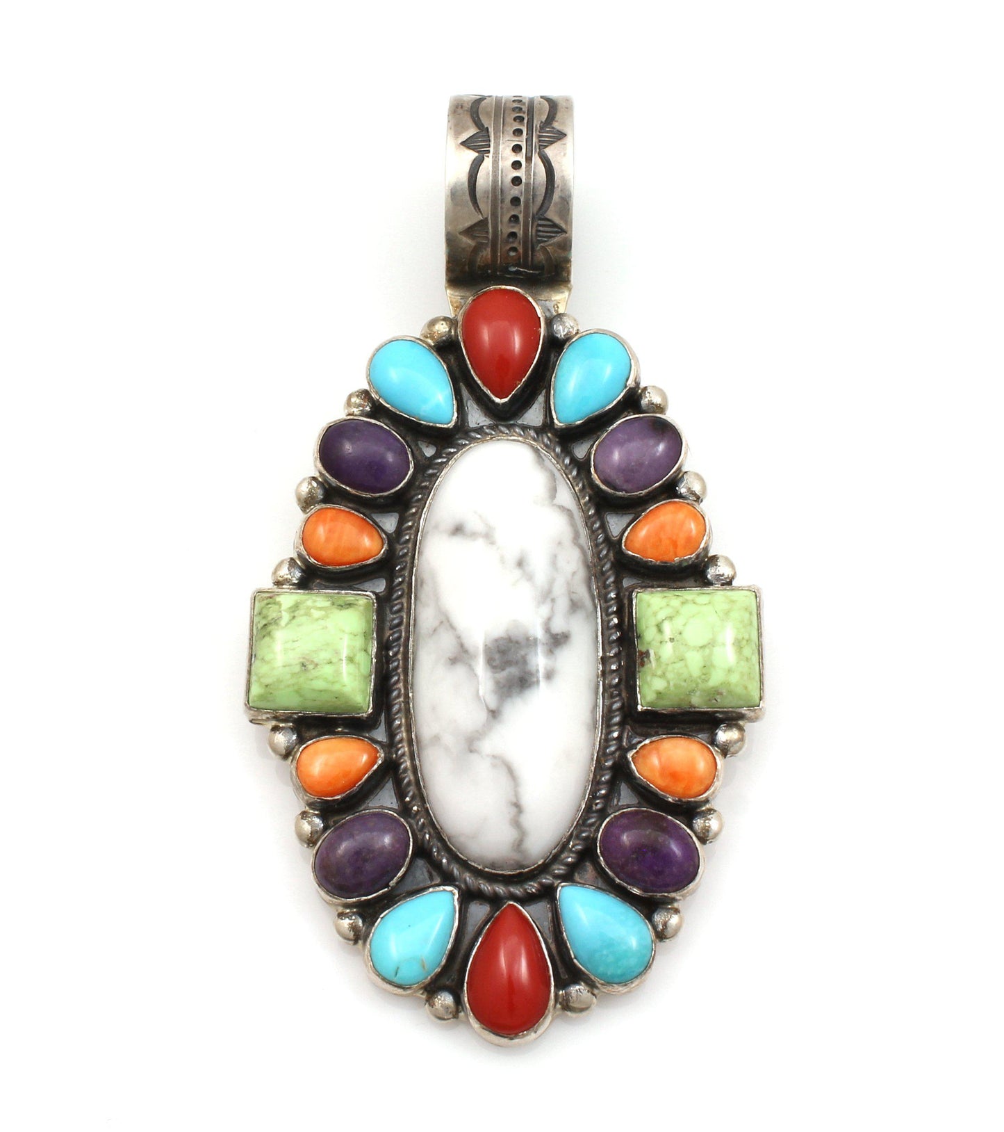 Multi Stone Cluster Pendant With Howlite-Jewelry-Don Lucas-Sorrel Sky Gallery