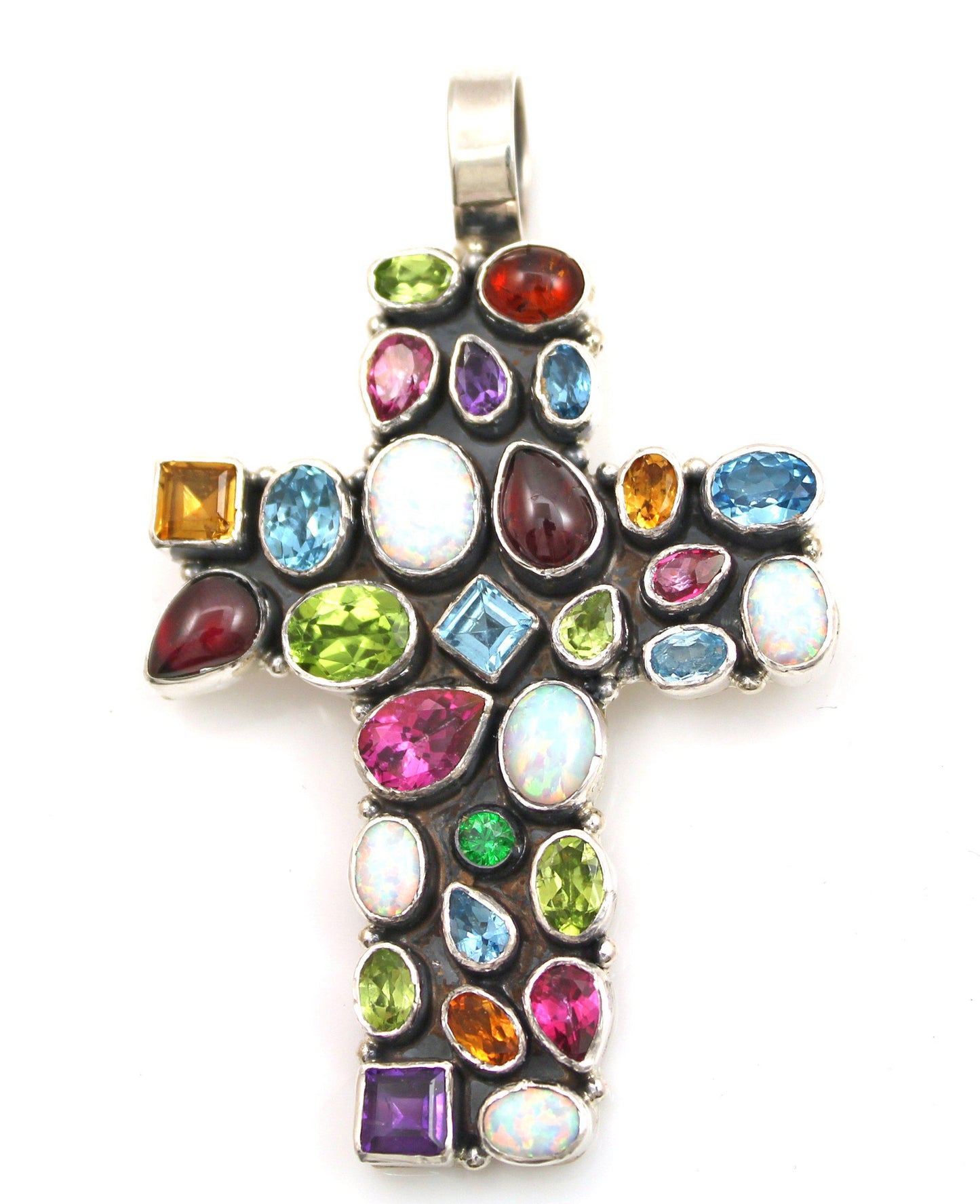 Multi Stone Cross Pendant-Jewelry-Don Lucas-Sorrel Sky Gallery